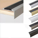 Anodised Aluminium Self Adhesive Non-Slip Rubber Stair Nosing 46mm x 30mm for Wooden, Laminate, Vinyl, Carpet & Tiled Floors - Easy Installation