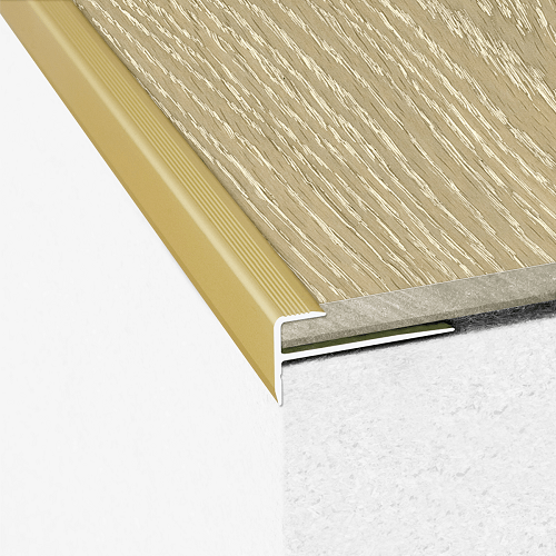Light Gray Aluminium Push In Stair Nosing 28mm x 14.5mm For Luxury Click Vinyl Flooring