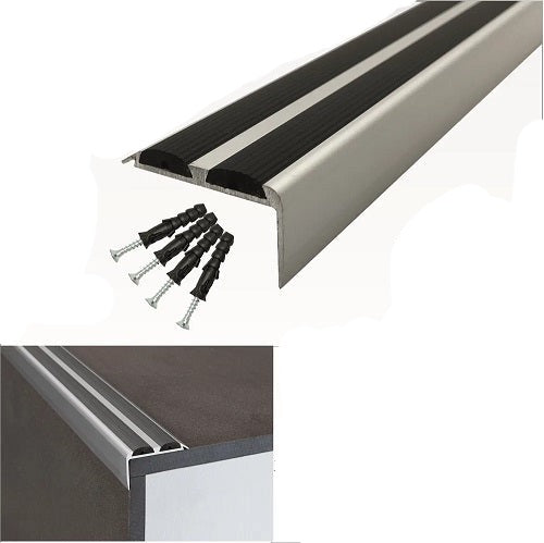 Dark Slate Gray Aluminium Stair Nosing With Double insert For Skid Production