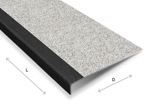 Light Gray Anti-Slip GRP Stair Treads With Black Nosing