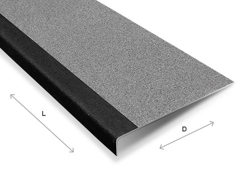 Light Slate Gray Anti-Slip GRP Stair Treads With Black Nosing