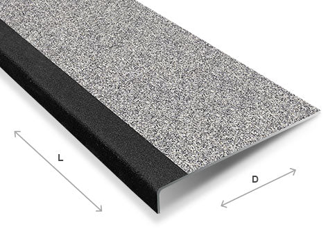 Gray Anti-Slip GRP Stair Treads With Black Nosing